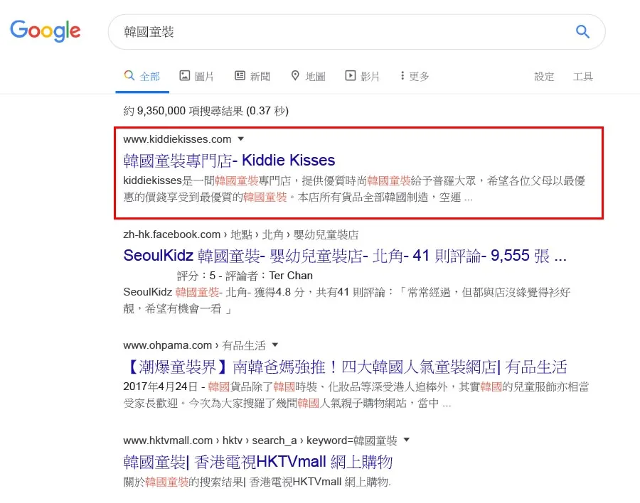 korean kids wear copy SEO service