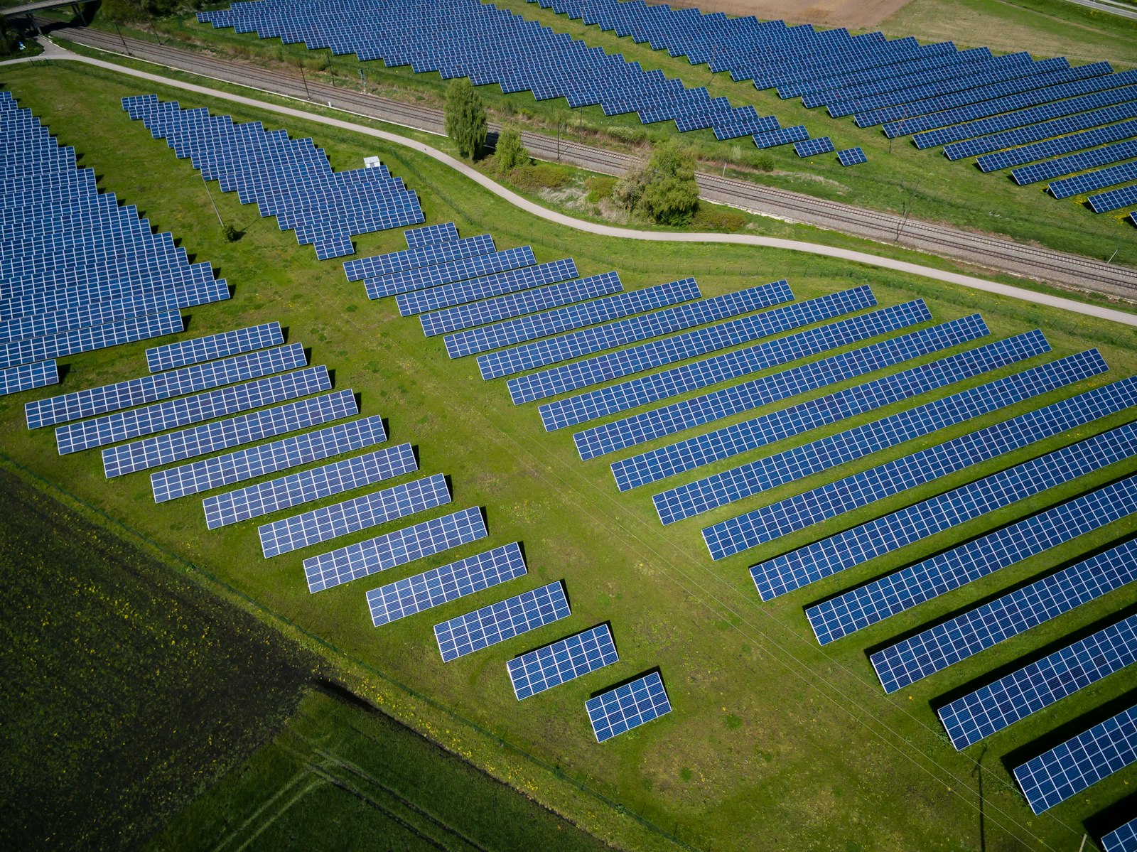 Aerial view of solar panel installation