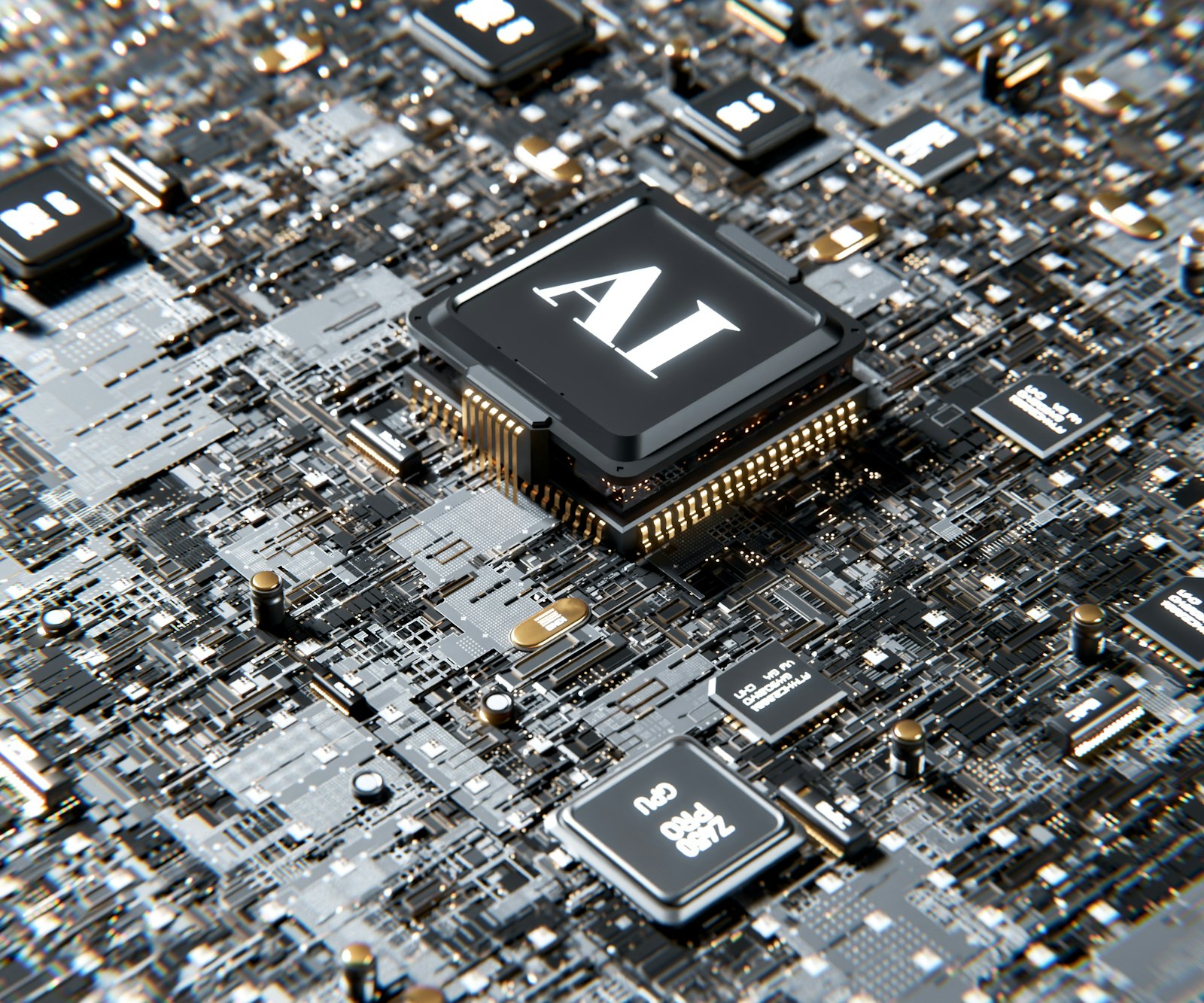 AI chip on circuit board