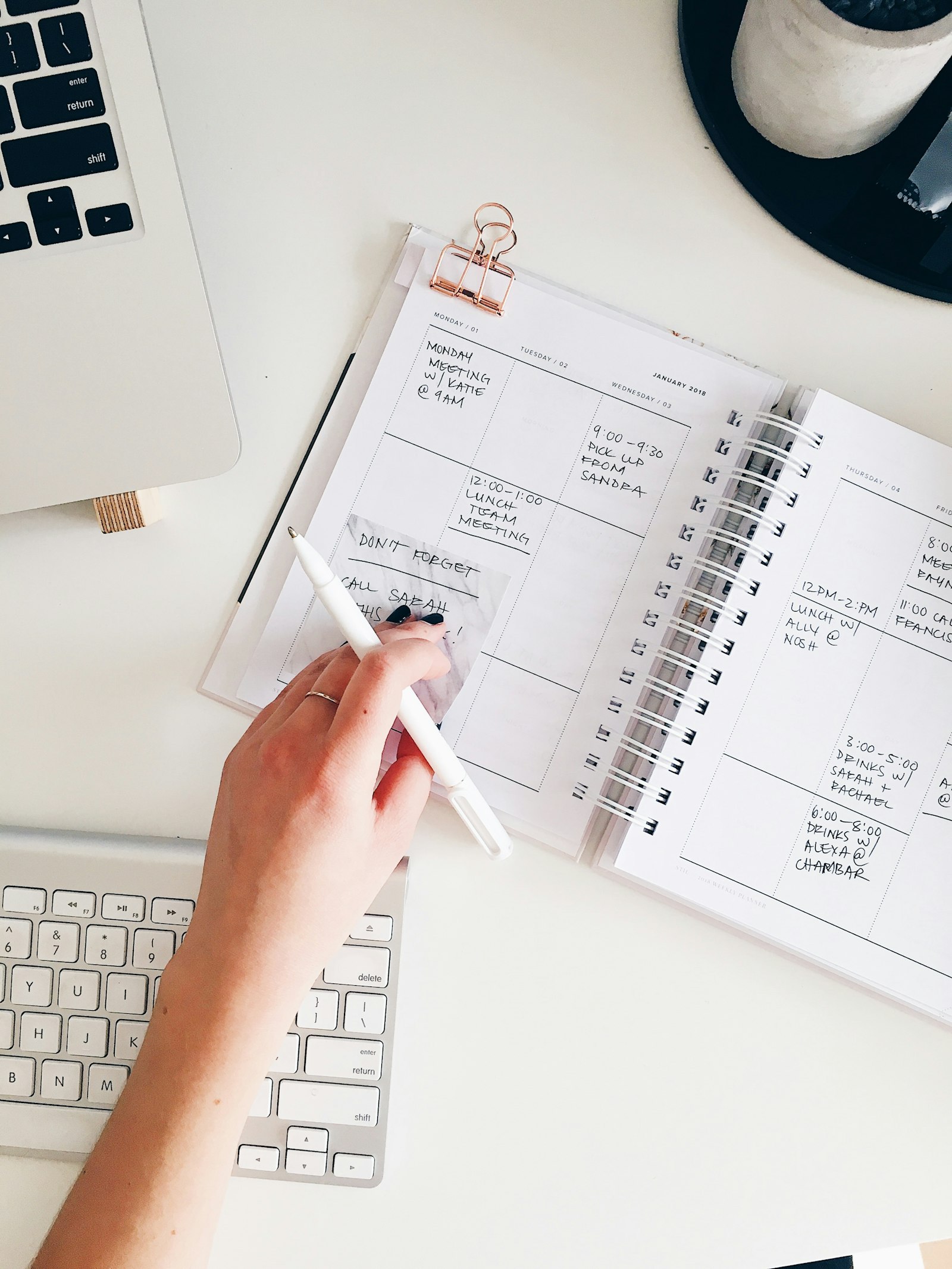 Notepad and pen flat lay