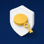 Payment icon: a shield with a coin and a key