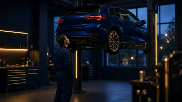 Technician at work in a modern UK garage workshop