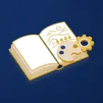 Set-up icon: an open guide with a paint palette and a gear
